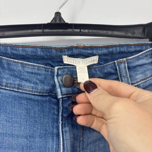 Eileen Fisher High Rise Medium Wash Straight Leg Denim Jeans Womens Size 6 - Picture 4 of 11